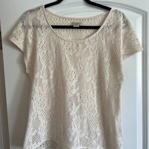 Lucky Brand Cream Crochet Top